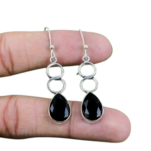 925 Stamped Silver High Quality <b>Earrings</b> 925 Sterling Silver Handmade Gemstone Black <b>Onyx</b> Spinner Wedding Gift <b>Earrings</b> - Product Image 1