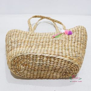 Bolsos de mano de jacinto de agua natural con cierre de cremallera para mujer - Product Image 4