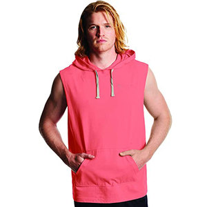 Wholesale Men's <b>Sleeveless</b> Gym Pullover <b>Hoodie</b> 100% Cotton French Terry Custom Embroidered Logo OEM - Product Image 1