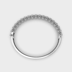 IGI Certified Lab Grown Pear & Marquise Diamond Royal Marquise Cluster <b>Bangle</b> <b>Bracelet</b> in Solid 925 Sterling <b>Silver</b> - Product Image 2