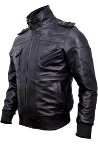 Men's <b>Winter</b> <b>Leather</b> <b>Jacket</b> with Custom Logo Stand Collar Waterproof & Breathable Professionally Designed Cow Skin <b>Leather</b> - Product Image 3