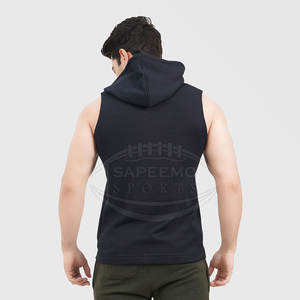 Men <b>Sleeveless</b> <b>Hoodie</b> Soft Breathable Polyester/Cotton Material Customizable Print Design for Gym Fitness Winter Outdoor - Product Image 5