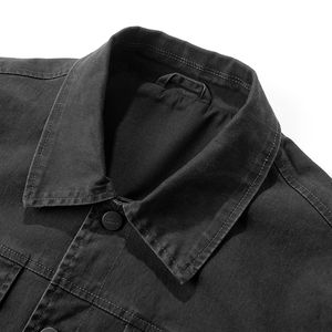 แจ็คเก็ตเดนิมสไตล์สตรีทแวร์สำหรับวัยรุ่นแจ็กเก็ตกระดุมแถวเดียวสีดำฤดูใบไม้ผลิ - Product Image 3