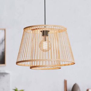 Chao đèn mây tre lớn hoàn hảo cho trần nhà cao và khu vực sinh hoạt rộng rãi với ánh sáng mời gọi ấm áp - Product Image 2