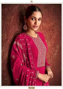 Indian <b>Woman</b> Punjabi Palazzo Sequin & Embroidery Georgette Muslim Shalwar Kameez <b>Suit</b> With Dupatta Premium Quality - Product Image 5