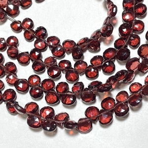 ลูกปัด briolette รูปหัวใจเหลี่ยมเพชรพลอยโกเมนสีแดงธรรมชาติขนาด5.5-6.5มม. 6นิ้วจาก mozambique ASP - Product Image 3