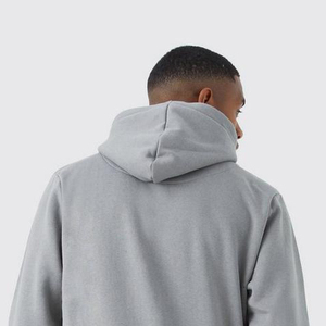 Sweat à capuche bicolore personnalisé pour hommes pull en polaire brodé à l'ourlet coupé à cru Patchwork hiver Streetwear col à capuche solide - Product Image 5