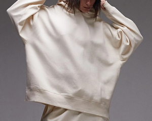 2025 Otoño Invierno moda High Street sin cordón Sudadera con capucha personalizada Color sólido gota hombro mujeres sudaderas con capucha - Product Image 5