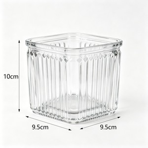 Vase en verre rouge carré en gros pour décoration <span class=keywords><strong>de</strong></span> table <span class=keywords><strong>de</strong></span> chevet minimaliste nordique Noël 2026, conteneur en vrac côtelé et cannelé - Product Image 2