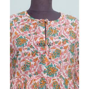 ชุดเดรสทำงานถักมือ 100% ผ้าฝ้าย ลายพิมพ์ดิจิทัล สไตล์หวาน ใส่สบายสำหรับฤดูร้อน เอวธรรมชาติ ขายส่ง กำลังขายดี - Product Image 3