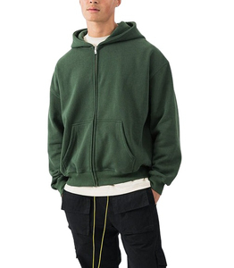 Sweat à capuche en coton 100% de haute qualité en gros 2026 pour hommes, lavage à l'acide, design à fermeture éclair, épaule tombante, style vintage - Product Image 1