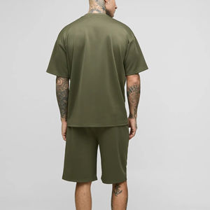 เสื้อยืดและเซ็ตสั้นสำหรับผู้ชายเสื้อฮิปฮอปสีทึบมาใหม่2025โลโก้ออกแบบได้ตามต้องการ - Product Image 6