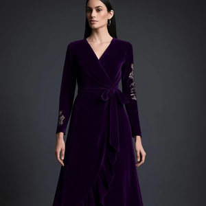 knee length dresses for ladies Girls Velvet Cold Shoulder Gown by Tiffany Princess 13705 14 / Black