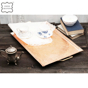 ถาดเสิร์ฟทองแดงทำด้วยมือถาดสี่เหลี่ยมแกะสลักเป็นมิตรกับสิ่งแวดล้อมถาดรองตกแต่งบ้านล่าสุดสำหรับใช้ในงานปาร์ตี้ - Product Image 4