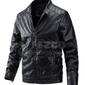 Veste d'hiver en cuir confortable pour hommes avec intérieur doux Veste d'hiver en similicuir coupe ajustée pour hommes pour un usage quotidien - Product Image 1