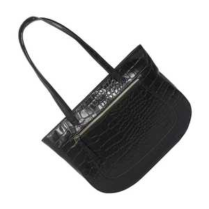 Sac à main en cuir véritable texturé croco de qualité supérieure, finition polie, design géométrique bohème vintage avec pompon, fournisseur indien - Product Image 6
