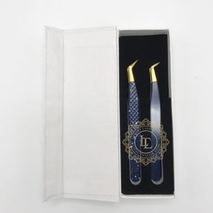 Pince à épiler d'extension de cils à pointe dorée lisse personnalisée nouveau lancement pince à épiler professionnelle en acier inoxydable avec revêtement en poudre - Product Image 1