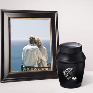Urnas de pesca para cenizas humanas, urnas de cremación para adultos, hombres y mujeres, decorativas para humanos, adultos, urna de tamaño personalizado, negro - Product Image 5