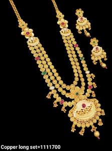 ENSEMBLE DE BIJOUX INDIENS TRADITIONNELS ET À LA MODE EN CUIVRE ENSEMBLE DE BIJOUX DE MARIAGE POUR FEMMES BOUCLES D'OREILLES ET COLLIER - Product Image 2