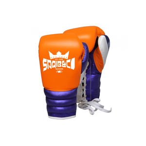 Guantes de Boxeo Profesionales Personalizables de Cuero PU Rojo Metálico y Blanco, Transpirables, de 8oz-16oz para Competencia y Sparring - Product Image 6