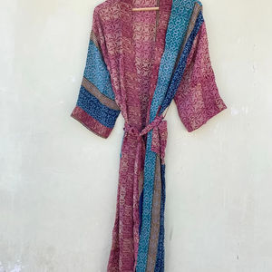 Kimono de seda hecho a mano hermoso Kimono de seda crepé envolvente de seda envolvente - Product Image 1