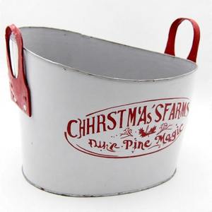 Maceta de metal Jingle Pine para ajustes navideños al aire libre con asas fuertes diseñadas para sostener arreglos florales y vegetación - Product Image 6