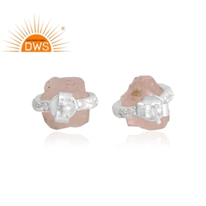 Mejor Venta de plata esterlina cuarzo rosa natural y topacio blanco piedra preciosa Stud pendiente personalizado joyería fabricante - Product Image 4