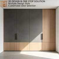 Armoire sur mesure de style italien haut de gamme en bois massif gris avec fermeture amortie et étagères modulaires réglables