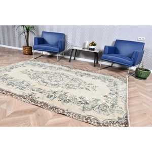 Tapis turc 5,4x7,9 pieds, tapis persan gris en laine - Product Image 3