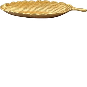 จานโลหะทำมือพร้อมใบไม้รูปทรง,ถาดเสิร์ฟอาหารปิกนิกกลางแจ้งพร้อมผิวสีทองปรับแต่งได้ - Product Image 5