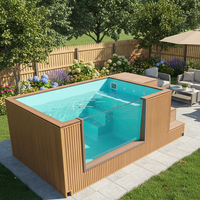 Petite piscine hors sol en fibre de verre acrylique avec fenêtre en verre et structure en bois de 20 pieds pour jardin extérieur en vente