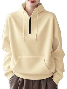 Sudaderas de Invierno para Mujer, Elegantes, Otoño, Manga Larga, Sudadera con Capucha, Cierre de Cremallera, Cuello Alto, Estilo Urbano - Product Image 2