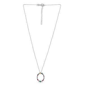 Chaîne à maillons géométriques multicolores pour femmes en plaqué or à la mode diamant Zircon perle collier pendentif en laiton en alliage accentué - Product Image 4