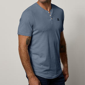 Camiseta Henley de Manga Corta para Hombre, con 2 o 3 Botones, Logotipo Personalizado, Camiseta Henley de Algodón para Hombre - Product Image 5