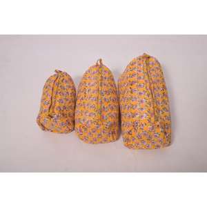 Grande trousse de maquillage portable en coton indien imprimé, imperméable, avec fermeture éclair, pour les cosmétiques - Product Image 5