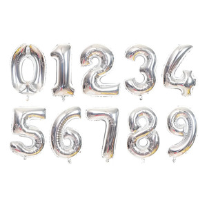 Kit of 10 Number <b>Balloons</b> for Birthday Party <b>Decorations</b>, 80cm - Assorted Colors - Product Image 1