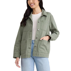 Chaqueta vaquera verde oliva con logotipo personalizado de otoño para mujer, prendas de vestir informales con botones, Chaquetas vaqueras de gran tamaño para mujer - Product Image 5