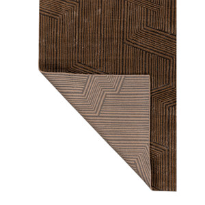 Aprezo Hand Knotted Acrylic <b>Rug</b> Beige & Brown Geometric & Abstract <b>Boho</b> Pattern for Home & Hallway Rectangle-Model Aiar-3019 - Product Image 5