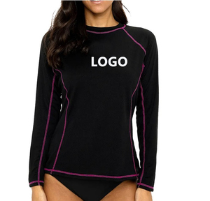 Logo personnalisé oem rahsguards chemises de compression à manches longues protection uv upf50 femmes rash guard nager surf course chemises de fitness - Product Image 6