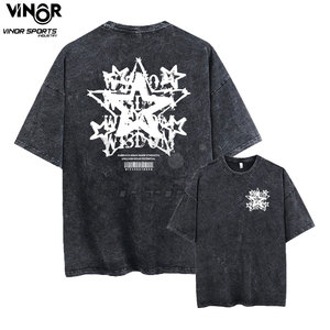 Camiseta Urbana de Algodón para Hombre, Estilo Vintage Lavado, Estampado Urbano, Hip Hop, Retro, Punk, Harajuku, Lavado Ácido, Manga Corta, Informal - Product Image 6