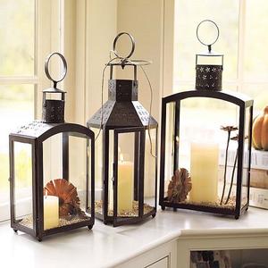Caffey <b>Home</b> & <b>Garden</b> Decorative Metal Lantern Black Coated Glass Mount for Restaurant & Hotel Table for Christmas Decor - Product Image 6
