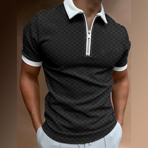 Polo uni à fermeture éclair pour hommes Col blanc Polo de couleur contrastée Polo de haute qualité respirant Design et logo personnalisés - Product Image 1