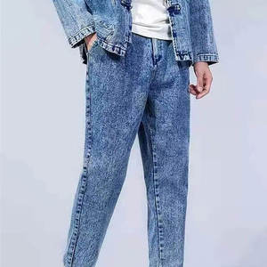 Vestes en jean pour hommes, veste décontractée en jean à simple boutonnage et à revers de couleur unie, veste en jean en coton coupe ajustée pour hommes, printemps automne - Product Image 3