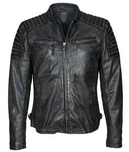 Veste en cuir pour hommes en cuir de vachette véritable Vintage Moto Racer élégant manteau d'hiver de haute qualité - Product Image 1