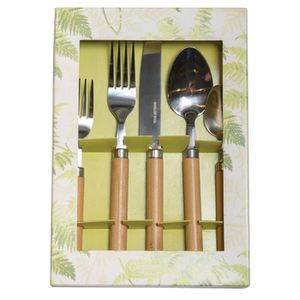 Juego de cubiertos de acero inoxidable de 5 con elegante mango de madera, perfecto para utensilios de cocina y uso en comedor, juego de cubiertos elegante - Product Image 3