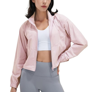 Wholesale Women's Athletic Running <b>Yoga</b> Gym Track Zip up Cropped <b>Jackets</b> - Product Image 4