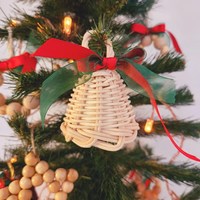Cloche de Noël en rotin tressé à la main, écologique, de luxe, taille personnalisée, décoration de la maison, ornement de boule de Noël