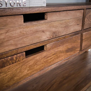 Hot hiện đại chéo rắn khung gỗ chân với bốn lưu trữ ngăn kéo Mở Kệ tự nhiên kết thúc xoài gỗ hành lang giao diện điều khiển Bảng - Product Image 5