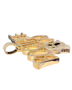 Trendy Men's Hip Hop Bling Jewelry Necklace Letter Pendant Gold Plated Moissanite Diamonds <b>Crafted</b> in 925 Sterling Silver - Product Image 3