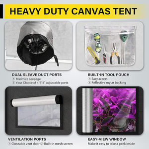 2024 conception populaire grande taille étanche 4x8 tente de culture de champignons 1680D Mylar 120x240 boîte de culture Kit complet avec ventilateur lumière LED - Product Image 3